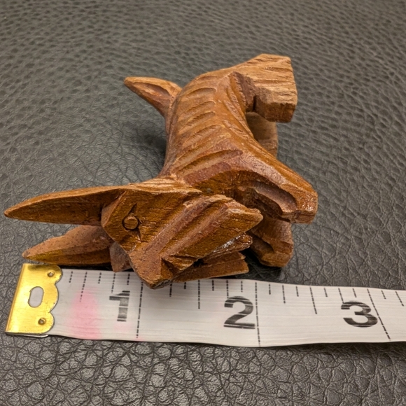 MCM Wood Carved Schnauzer Scotty Dogs Carving Figurine Mid Century 60s Lot Of 2 - Picture 8 of 14